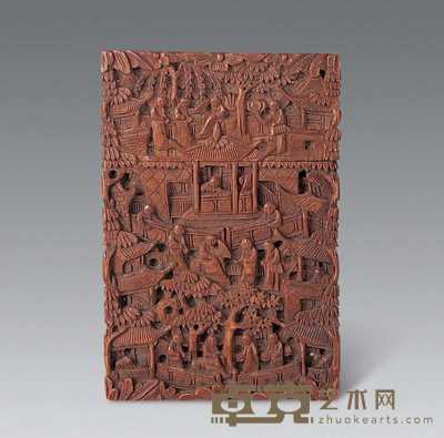 民国 檀香木雕名片盒 11.5×7.5cm